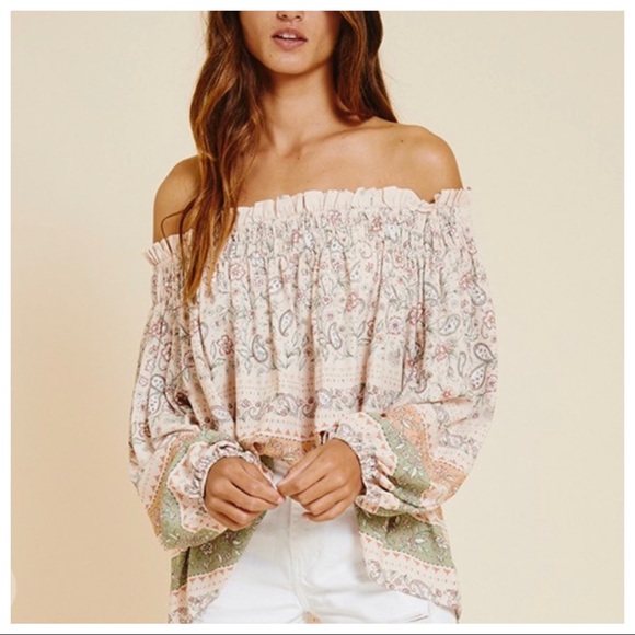 Pauline Boho Smocked Off The Shoulder Top - Picture 5 of 8